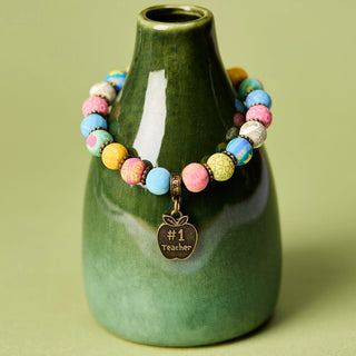 Best Teacher Beaded Stretch Bracelet Gift Set