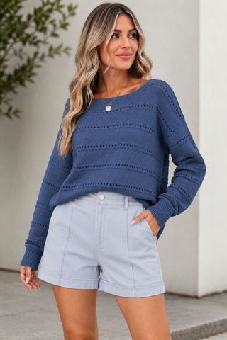 Boatneck Pointelle Sweater