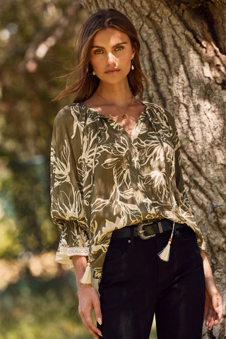 Green Floral Printed Blouse
