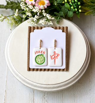Mahjong Earrings - Joker Orange