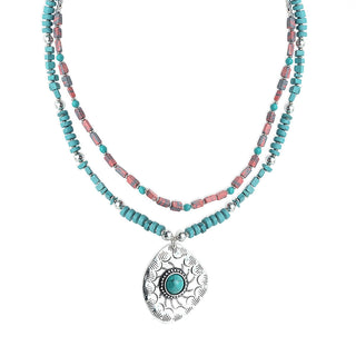 Southwestern Turquoise Double-Strand Statement Necklace