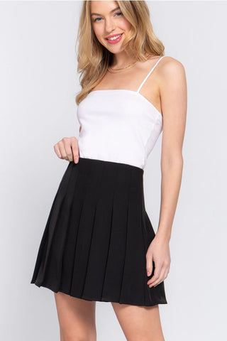 Black Pleated Mini Skirt