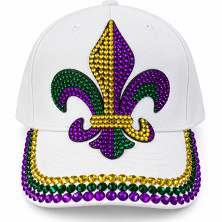 White Mardi Gras Stone Baseball Cap