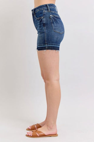 Judy Blue HW Tummy Control Shorts - Destroy Release Hem
