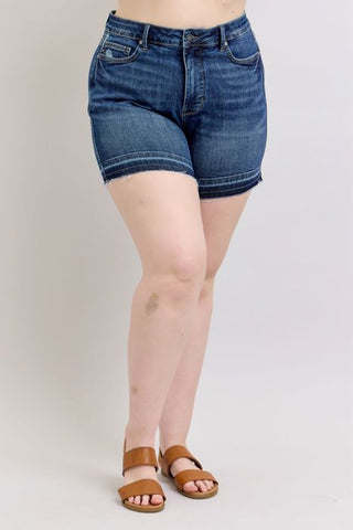 Judy Blue HW Tummy Control Shorts - Destroy Release Hem