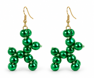 Mardi Gras Bead Balloon Dog Earrings