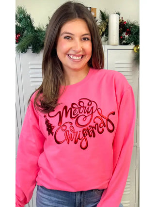Merry Christmas Metallic Puff Sweatshirt