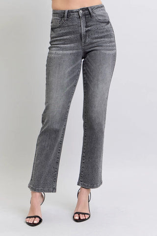 Gray Rhinestone Straight Judy Blue