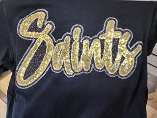 Saints Sequin Tshirt- Black|3574