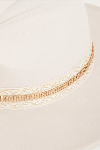Embroidered Ribbon Bow Fedora Hat