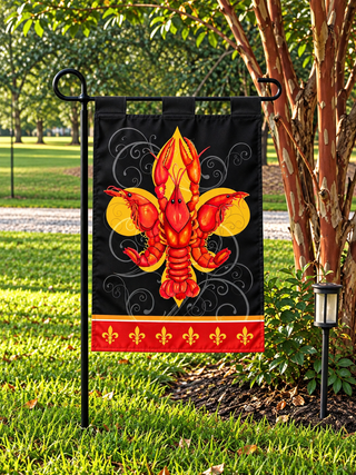 Crawfish Fleur de Lis Garden Flag – Double Sided, 12.5" x 17"