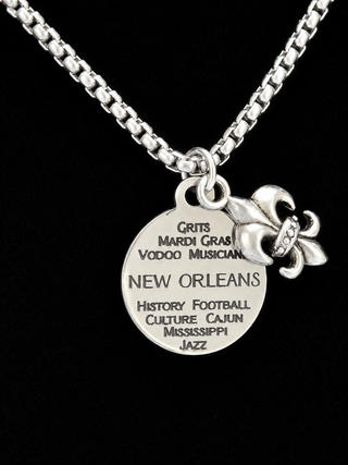 New Orleans Coin & Fleur-de-Lis Charm Necklace