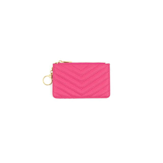 Fuchsia Quilted Zip Card Wallet