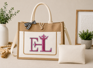 EmpowerHer Life Burlap Tote & Canvas Makeup Pouch Set