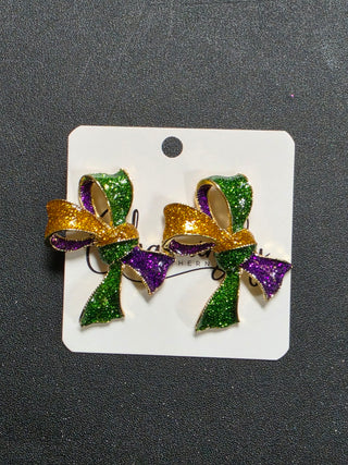 Mardi Gras Bow Earrings