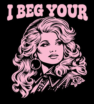 "I Beg Your Parton" V-Neck Charcoal Graphic T-Shirt