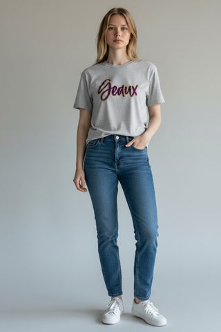 Geaux Sequin Tshirt- Gray
