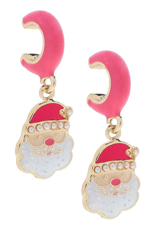 Pearl Studded Santa Face Earrings