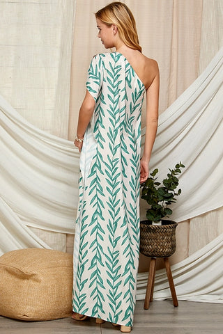 One Shoulder Maxi Vines Dress