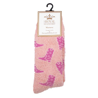 Women's Cowgirl Boots Snuggle Socks – Pink