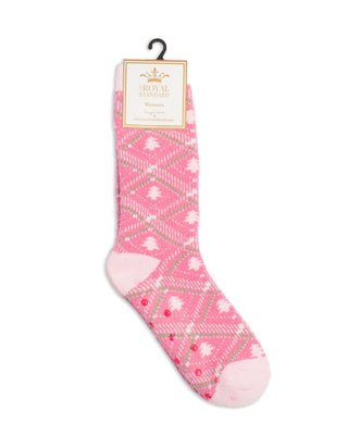 Women's Layton Tree Plaid Snuggle Socks – Pink Multi