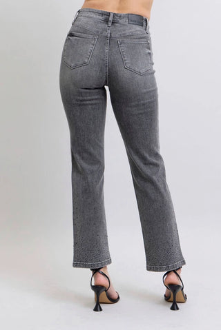 Gray Rhinestone Straight Judy Blue