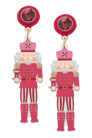 Rhinestone Resin Nutcracker Earrings