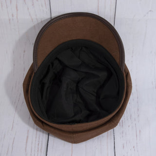 Vegan Leather Trim Newsboy Cabbie Hat