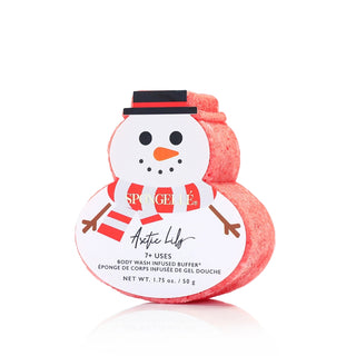 Spongellé Arctic Lily Snowman Buffer - packaging front view on white