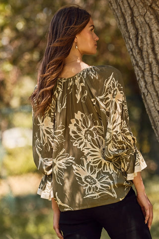 Green Floral Printed Blouse