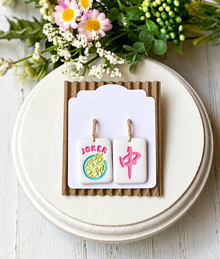 Mahjong Earrings - Joker Pink