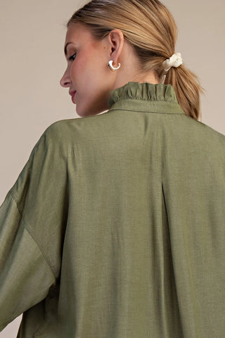 Sage Ruffle V-Neck Blouse