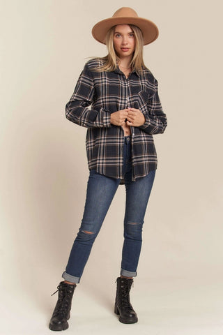 Button Down Plaid Shirt- Blue
