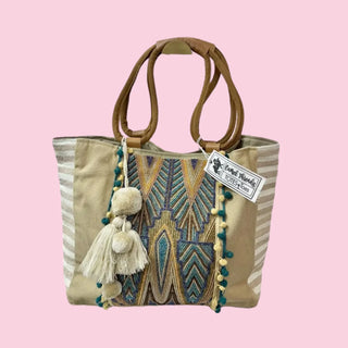 Camille Beaded Tote Bag by Camel Threads