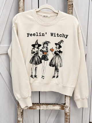 Feelin' Witchy Vintage Witch Graphic Sweatshirt