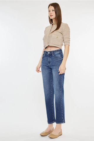 High Rise True STRAIGHT- Med Wash