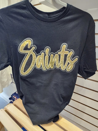 Saints Sequin Tshirt- Black|3573