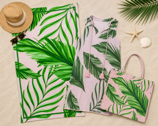 Copacabana Giant Beach Towel – Pink & Green Tropical Oversized Towel