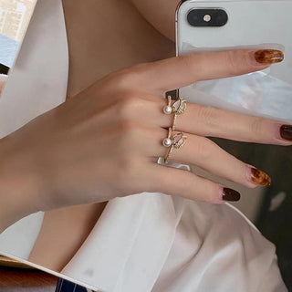 Opal Tulip Stacking Ring - White