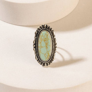 Myra Turquoise Oval Western Ring - Adjustable
