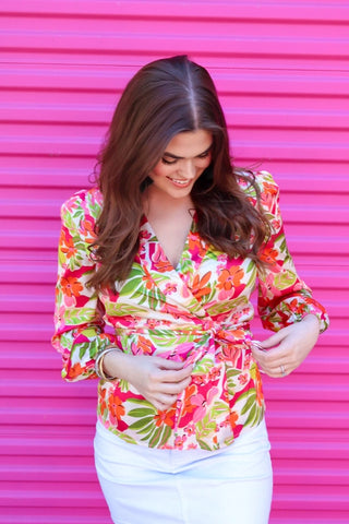 Flirty Forecast Wrap Top