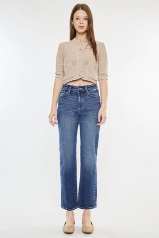 High Rise True STRAIGHT- Med Wash
