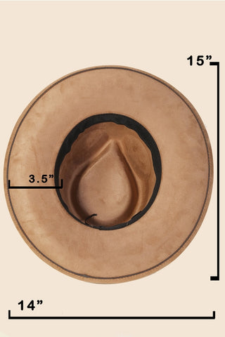 Ivory Embroidered Flower Strap Fedora Hat