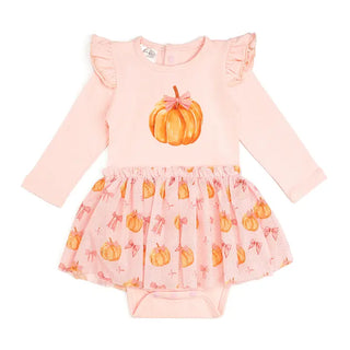 Coquette Pumpkin Long Sleeve Tutu Bodysuit