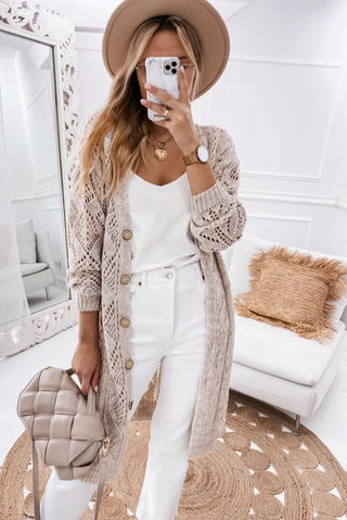 Mckenzie Hollow-Out Openwork Knit Cardigan
