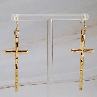 Slim Cross Earrings - Gold