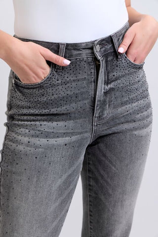 Gray Rhinestone Straight Judy Blue