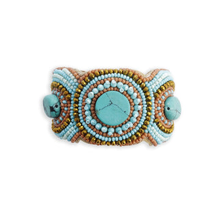 Traditional Beaded Agate Cuff Bracelet