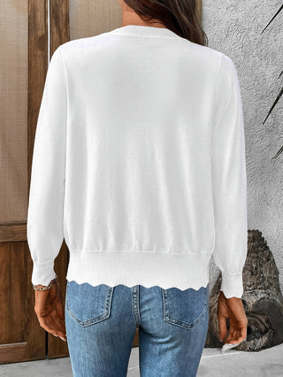 Soft Scallop Trim Cardigan