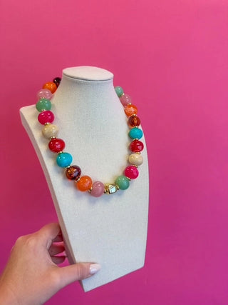Chunky Beaded Necklace - Pastel